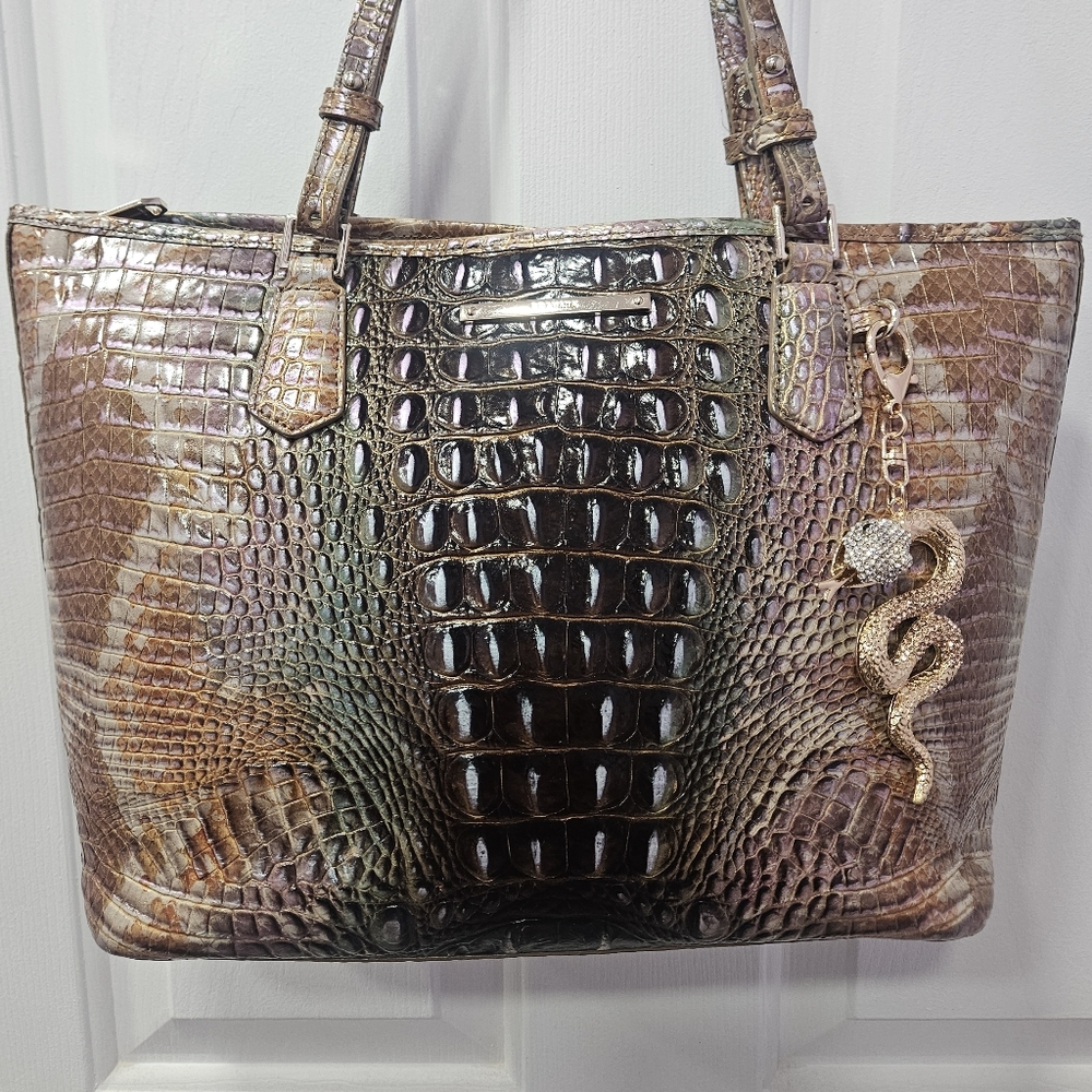 Brahmin Medium Asher Tote Truffle Python Ombre Me… - image 1